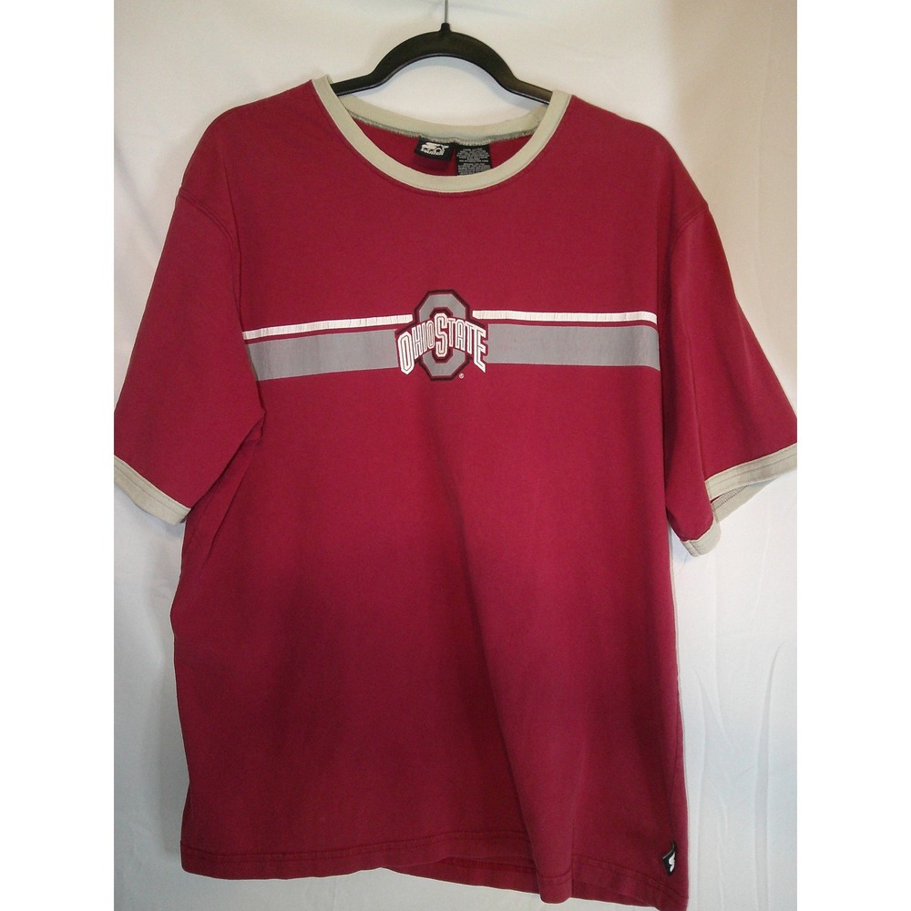 Vintage Starter Team Ohio State Buckeyes Ringer T-Shirt Mens Large‎ Red Gray